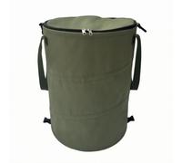 Milageto Poubelle Extérieure Pliable Conteneur Corbeille Bac Corps Textile à Structure Stable Zip et Couvercle Facile à Déplacer Convient aux Aires de Loisirs, Vert Armée, M 24 Gallons 91L 45 55cm