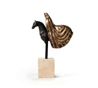 Milageto Sculpture d'art Cheval Abstrait Statue Résine Figurine Décor Ornement Contemporain Résine Élégante sur Base Pierre Style Moderne Épuré Adaptée à Salon