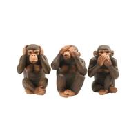 Milageto Sculpture Décorative Statue Singe Figurine Simian Statuette Ornement Résine Finition Vintage Effet Bois Base Compacte Position Assise Conversation