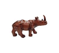 Milageto Sculpture en Résine Figurine d'animal Décoration Contemporaine Imitation Bois Patiné Détails Gravés Belle Stabilité Pièce Maîtresse Adaptée au Séjour Atelier Bibliothèque, Rhinoceros