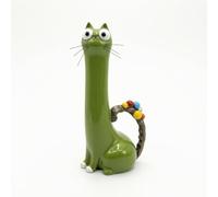 Milageto Statuette Chat Figurine Chat Statue Ornement Chat Sculpture Résine Tête Oversize Oreilles Pointues Effet Ludique Déco Adaptée aux Bureaux Étagères, Chat Vache
