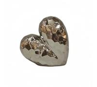 Milageto Statuette Coeur Céramique Ornement Coeur Figurine Sculpture Décor Table Brillance Céramique Émaillée Texture Martelée Stable Convient aux Salons, Argent, Petit