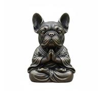 Milageto Statuette de Chien en Méditation en Résine, Bouledogue Français | Sculpture Animale Paisible Assise, Ornement de Table Relaxant pour Espaces de Travail Meditation Salle d'Étude, Bronze