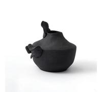 Milageto Vase en Céramique Vase Décoratif Amphore Moderne Pot à Fleurs Œuvre Décorative Contemporaine Ligne Silhouette Sculptée Adapté au Séjour Bibliothèque Table Console H, Noir, 32.5 30 H28.5cm