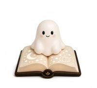 Milageto Veilleuse Halloween Lampe de Nuit Figurine Base Livre Fête Automnale Résine Plastique Éclairage Apaisant Table Chevet Enfant Convient à Chambre Lecture Bureau à Domicile
