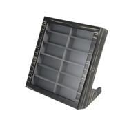 Milageto Vitrine Lunettes Étui Présentoir Organisateur Rangement Coffret Bois Massif Devant Transparent Verrou Latéral 12, Array, Noir Et Blanc Grain De Bois, Velours Gris, À Rabat