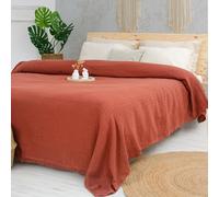 Milam London Couvre-lit king size | couvre-lit en coton pour grands canapés | couvre-lits king size et couvertures pour lits | 220 x 240 cm | 86 x 94 pouces - terracotta