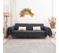 Milam London Grand Jeté Canapé 3 Places, Housse Canapé | 180 x 300cm Gris Foncé, Jeté Canapé & Divan, Couverture Coton, Protège-Canapé Animaux