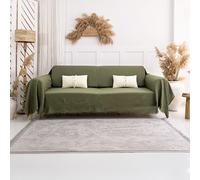 Milam London Grand Jeté Canapé 3 Places, Housse Canapé | 180 x 300cm Vert Olive, Jeté Canapé & Divan, Couverture Coton, Protège-Canapé Animaux