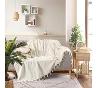Milam London Jeté Canapé 2 Places, Couvre-lit Double 200x230 cm | Crème Jeté Canapé 2 Places, Couvre-lit Double, Couverture Coton Canapé, Caravane & Voiture