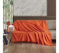 Milam London Jeté Canapé 2 Places, Couvre-lit Double 200x230 cm | Orange Jeté Canapé 2 Places, Couvre-lit Double, Couverture Coton Canapé, Caravane & Voiture