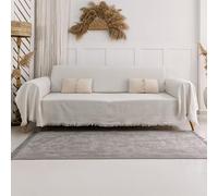 Milam London Jeté de canapé 3 places - 100 % coton - 180 x 300 cm - Crème