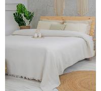 Milam London Jeté de Lit King Size | Couvertures en Coton pour Grands Canapés | Couvre-lits King Size pour Lits | 220 x 240 cm | 86’’x94’’ - Crème