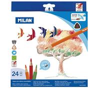 MILAN 0742324 Boîte de 24 Crayons aquarellables triangulaires avec pinceau