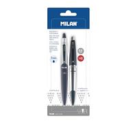 MILAN - 1 Stylo avec Encre Bleue et 1 Porte-Mine 0.5 mm Capsule Silver - Bleu Marine
