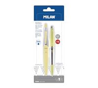 MILAN - 1 stylo avec encre bleue et 1 porte-mine 0.5 mm Capsule Silver, jaune