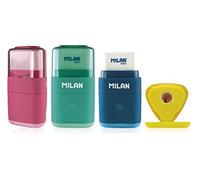 Milan Display Box 16 Erasers With Pencil Sharpener Tri Acid Series Clair Enfants