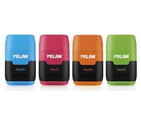 Milan Display Box 16 Erasers With Sharpener Compact Duo Multicolore Enfants