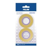 MILAN Blister de 2 rubans adhésifs jaune transparent 12 mm x 33 m