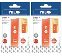 MILAN Blister petite boîte de 120 mines graphite 0.5 mm HB (Lot de 2)