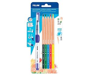 MILAN Blister pinceau rechargeable Water Brush + 5 crayons aquarellables