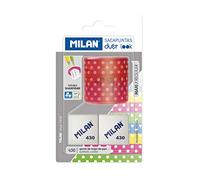 MILAN Blister sacapuntas Duet Look rosa con 2 gomas 430