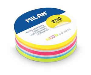 MILAN® Bloc de 250 notes adhésives amovibles rondes, couleurs fluo Ø 67 mm