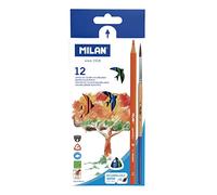 12 crayons de couleur aquarellables MILAN + 1 pinceau
