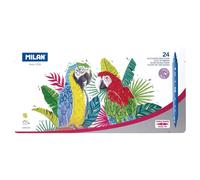 Milan Metal Box 24 Fine Brush Dual Tip Fibrepens Multicolore Enfants