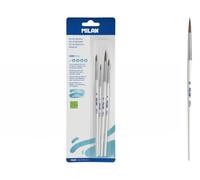 Milan BWM10468 Lot de 4 pinceaux Ronds (Cuir de chèvre et synthétique), Manche Blanc, série 101 W, n° 2, 4, 6 et 8