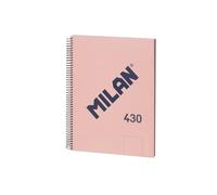 MILAN® Cahier A4 à spirale avec couverture rigide, 80 feuilles blanches 95 g/m², collection 430 since 1918, rose