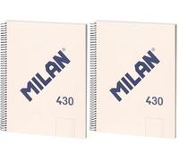 MILAN® Cahier A4 à spirale avec couverture rigide, 80 feuilles blanches de 95 g/m², collection 430 since 1918, beige (Lot de 2)
