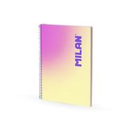 MILAN® Cahier A4 à spirale avec couverture rigide, papier ligné, 90 feuilles de 95 g/m², collection Sunset, jaune