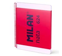 MILAN® Cahier A4 à spirale et couverture rigide, papier blanc, 80 feuilles nata®, rose