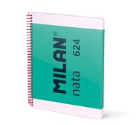 MILAN® Cahier A4 à spirale et couverture rigide, papier blanc, 80 feuilles nata®, vert