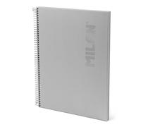 MILAN® Cahier A4 à spirale et couverture rigide, papier quadrillé, 80 feuilles de 95 g/m², collection Shadow gris