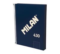MILAN® Cahier A4 avec couverture rigide, papier ligné (7 mm), 120 feuilles de 95 g/m², collection gomme 430, bleu