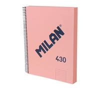 MILAN® Cahier A4 avec couverture rigide, papier ligné (7 mm), 120 feuilles de 95 g/m², collection gomme 430, rose