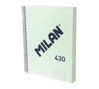 MILAN® Cahier A4 avec couverture rigide, papier ligné (7 mm), 120 feuilles de 95 g/m², collection gomme 430, vert