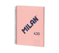 MILAN® Cahier A4 avec couverture rigide, quadrillage 5 x 5 mm, 80 feuilles, papier de 95 g/m², série 1918, rose