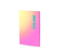 MILAN Cahier A4 collé, papier ligné, 48 feuilles de 95 g/m², collection Sunset, rose
