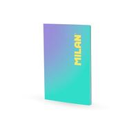 MILAN Cahier A4 collé, papier quadrillé, 48 feuilles 95 g/m², collection Sunset Turquoise
