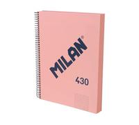 MILAN® Cahier A4 couverture rigide, papier quadrillé (5 x 5 mm), 120 feuilles 95 g/m², collection gomme 430, rose