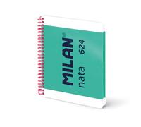 MILAN Cahier A5 à spirale avec couverture rigide, papier ligné, 80 feuilles de 95 g/m², collection nata, vert