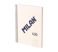 Cahier - A5 - Petits Carreaux - Spirales - 80 Feuilles - Couverture Rigide - Beige