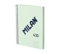 MILAN® Cahier A5 avec couverture rigide, quadrillage 5 x 5 mm, 80 feuilles 95 g/m², collection 430, vert