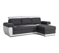 Milan - Canapé d'angle réversible - 4 places - Convertible avec coffre - En simili et tissu - Blanc / Gris
