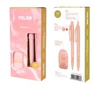 MILAN® Coffret cadeau série Lava avec stylo P1, porte-mines PL1 0,5 mm HB et aiguiseur Capsule, rose