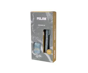MILAN® Coffret cadeau série Lava avec stylo P1, porte-mine PL1 0,5 mm HB et aiguiseur Capsule, vert