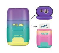 MILAN Combinaison de gomme et taille-crayons double compact Sunset Couleurs assorties